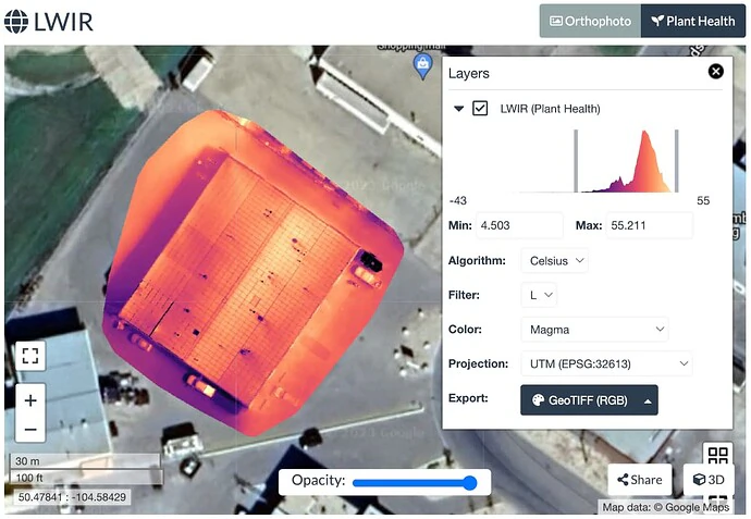 Thermal imagery in WebODM